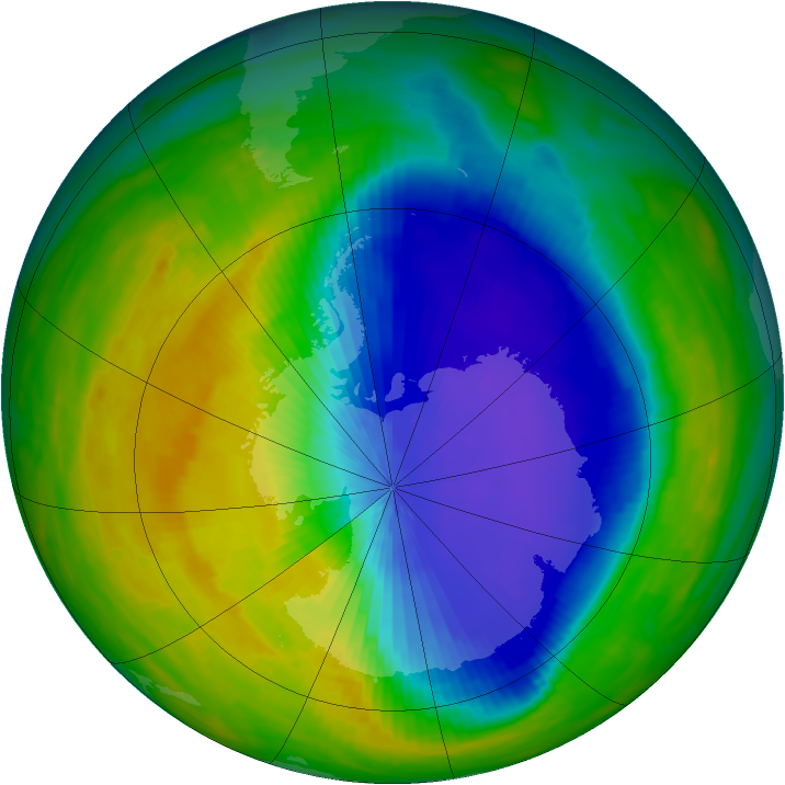 Antarctic ozone map for 22 October 1992